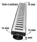 Ralo Linear em inox 10x50 com coletora modular e Tela Anti Inseto