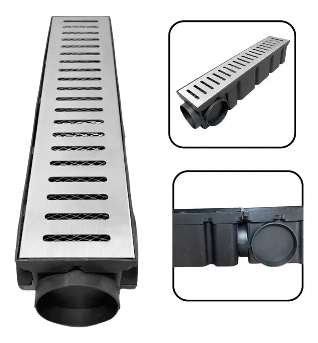 Ralo Linear em inox 10x50 com coletora modular e Tela Anti Inseto