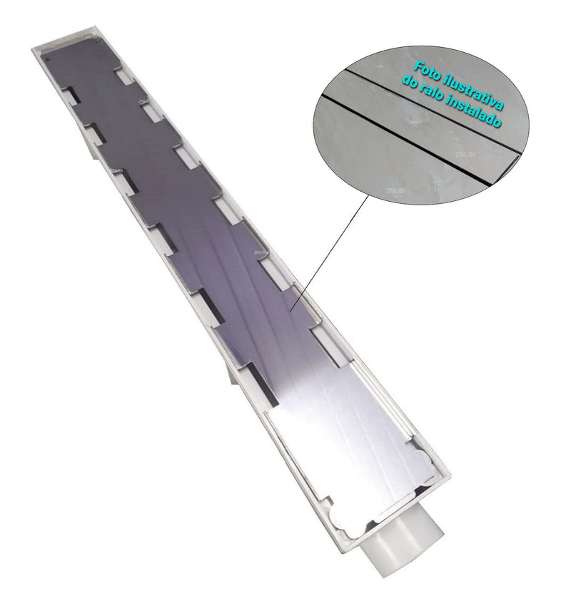 Ralo Invisível em inox 6x50 com Caixa Coletora e Tela Anti Inseto