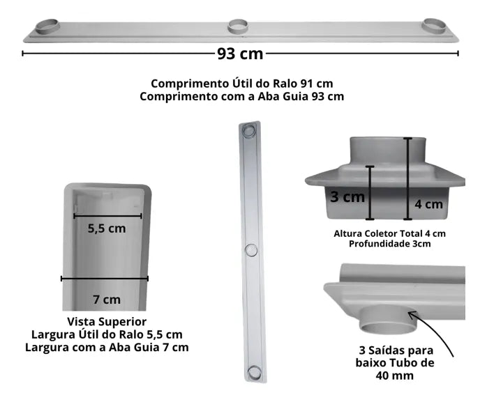 Ralo Linear Oculto com Coletor Raso