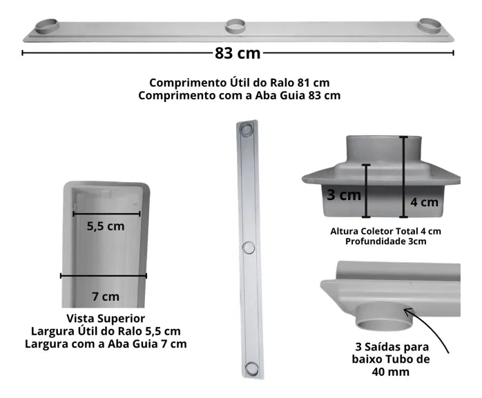 Ralo Linear Oculto com Coletor Raso
