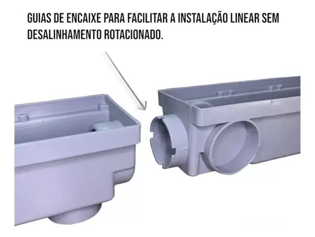 Ralo Linear 6×50cm Sifonado e Anti Inseto com Grelha em Inox Polido