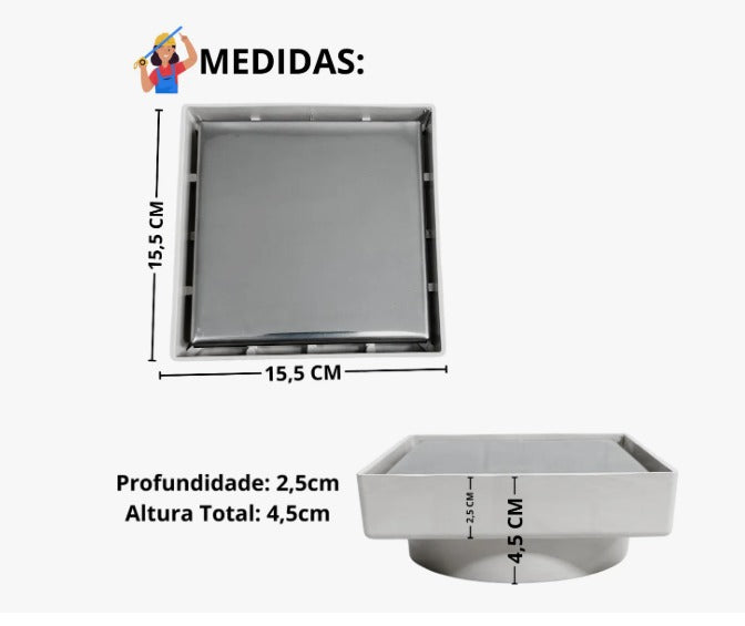 Ralo Invisível Cola piso  para banheiros